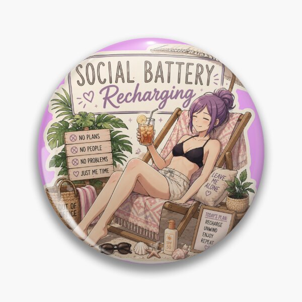 Item preview, Social Battery Recharging – Anime Introvert Girl Summer Beach designed and sold by DailyStruggleCo.