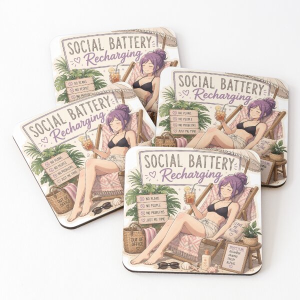 Item preview, Social Battery Recharging – Anime Introvert Girl Summer Beach designed and sold by DailyStruggleCo.