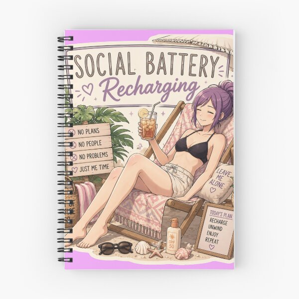 Item preview, Social Battery Recharging – Anime Introvert Girl Summer Beach designed and sold by DailyStruggleCo.