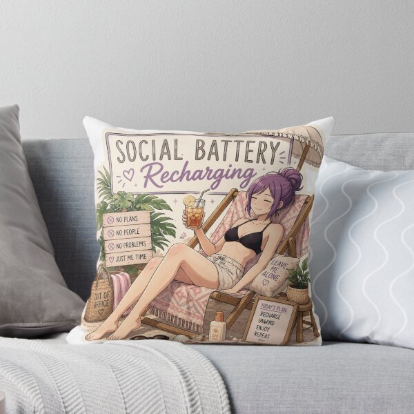 Item preview, Social Battery Recharging – Anime Introvert Girl Summer Beach designed and sold by DailyStruggleCo.