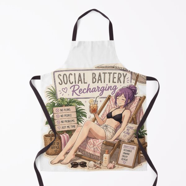 Item preview, Social Battery Recharging – Anime Introvert Girl Summer Beach designed and sold by DailyStruggleCo.