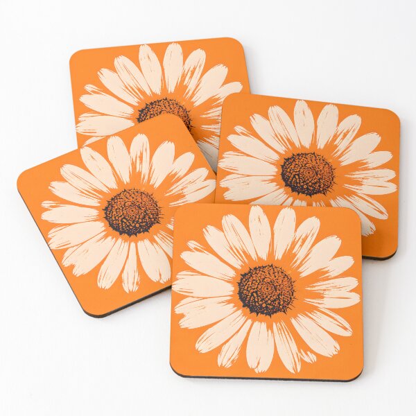 Item preview, Orange Pop Art Daisies Grid Retro Floral designed and sold by ChubbyGoong.