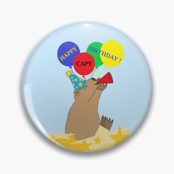 Item preview, Happy Capy Birthday Capybara with Balloons designed and sold by JoyousArt4u.