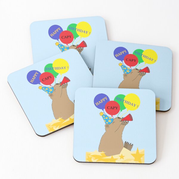 Item preview, Happy Capy Birthday Capybara with Balloons designed and sold by JoyousArt4u.