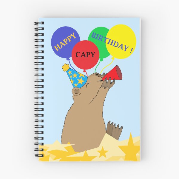Item preview, Happy Capy Birthday Capybara with Balloons designed and sold by JoyousArt4u.