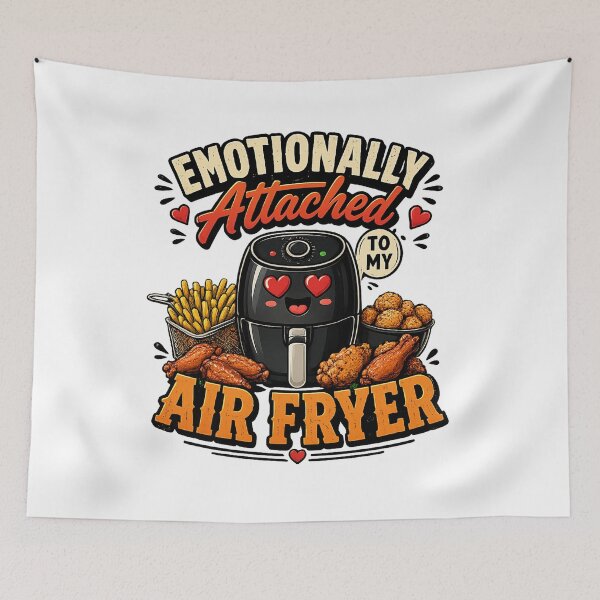 Item preview, Emotionally Attached to My Air Fryer Funny Retro Kitchen Quote Design designed and sold by CreativeNest Prints.