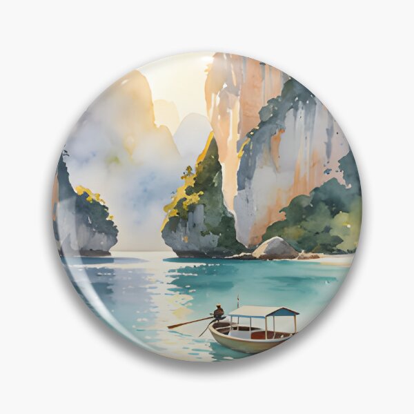 Item preview, Railay Beach Thailand Vintage Travel Poster Tropical Coastal Wall Art designed and sold by Spirit of Siam.