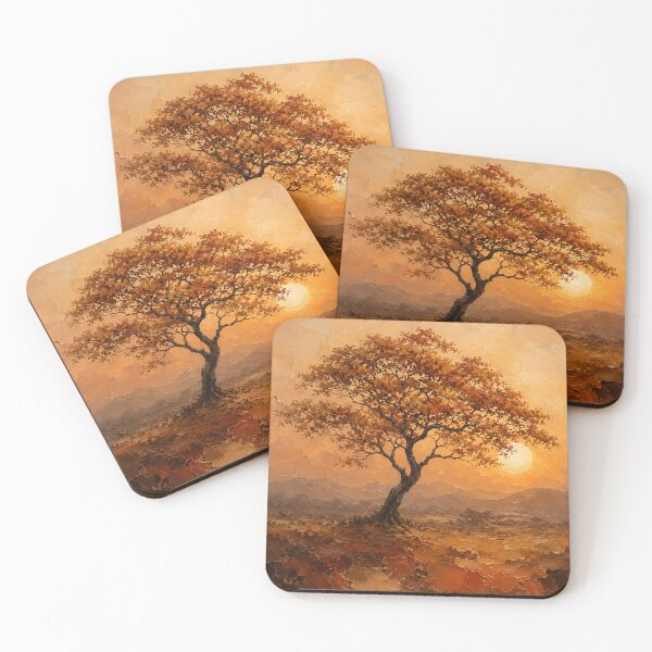 Item preview, Afrohemian Autumn Tree Sunset – Earthy African Landscape Print designed and sold by Martin's_Design.