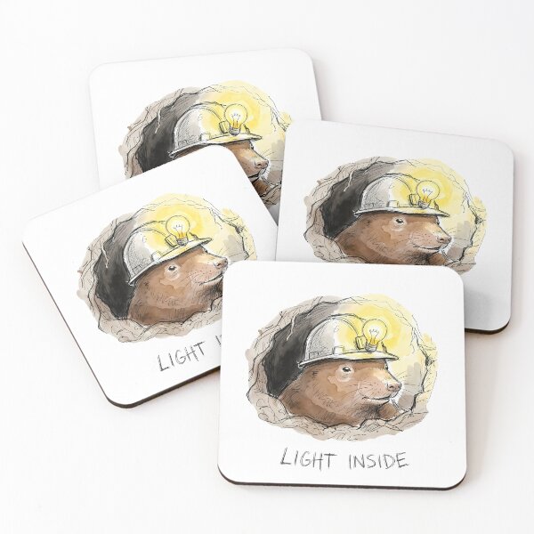 Item preview, Mole Miner With Light Inside - Hopeful Watercolor Art designed and sold by SoulPT.