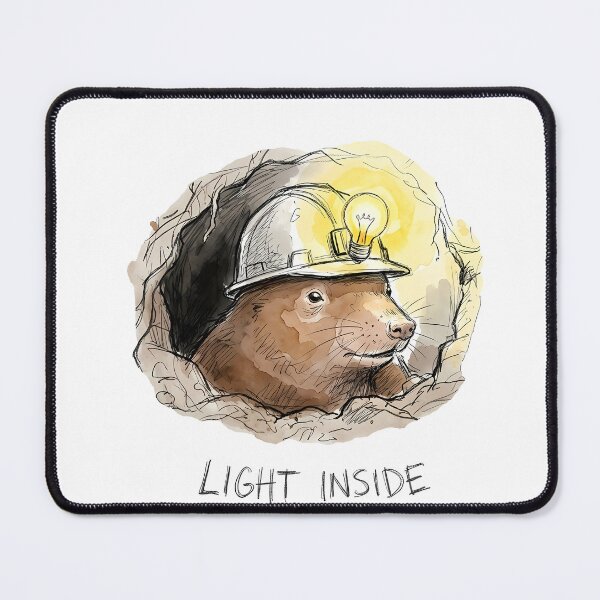 Item preview, Mole Miner With Light Inside - Hopeful Watercolor Art designed and sold by SoulPT.