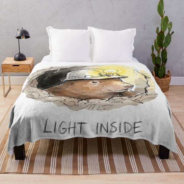 Item preview, Mole Miner With Light Inside - Hopeful Watercolor Art designed and sold by SoulPT.