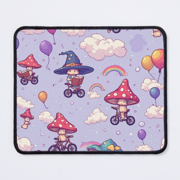 Item preview, Rainbows and Whimsical Mushroom Fairies Magic Sky Seamless Pattern designed and sold by dcohea.