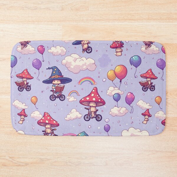 Item preview, Rainbows and Whimsical Mushroom Fairies Magic Sky Seamless Pattern designed and sold by dcohea.