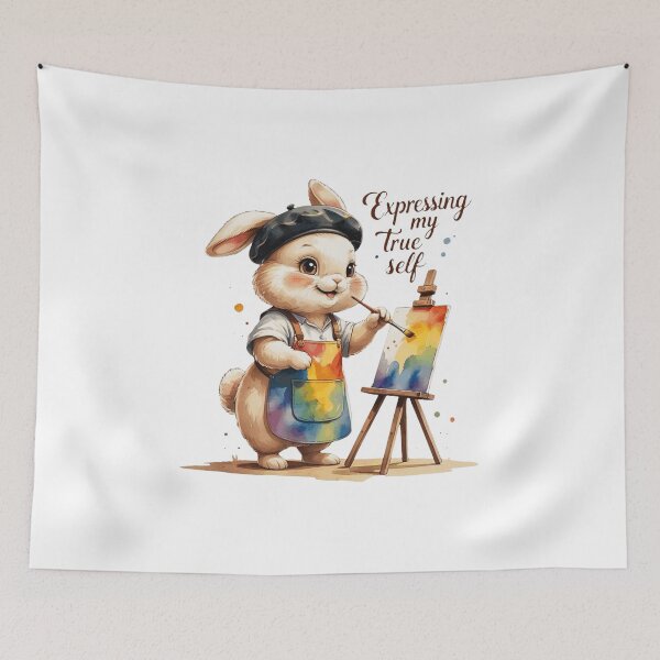 Item preview, Expressing My True Self Cute Vintage Bunny Subtle Pride Rainbow designed and sold by AQUILAKREO.