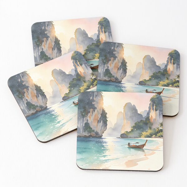 Item preview, Railay Beach Thailand Vintage Travel Poster Tropical Coastal Wall Art designed and sold by Spirit of Siam.