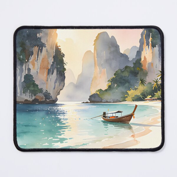 Item preview, Railay Beach Thailand Vintage Travel Poster Tropical Coastal Wall Art designed and sold by Spirit of Siam.