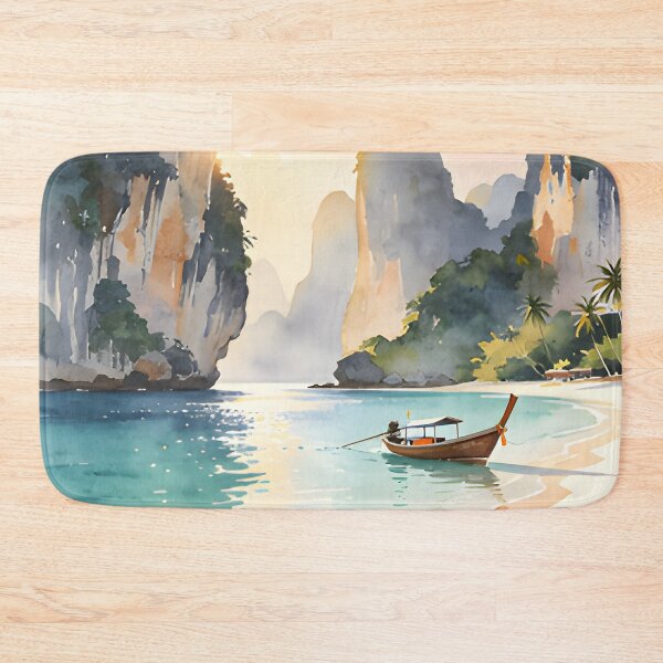 Item preview, Railay Beach Thailand Vintage Travel Poster Tropical Coastal Wall Art designed and sold by Spirit of Siam.