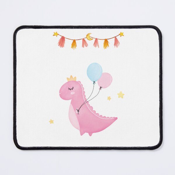 Item preview, Kawaii Pink Dinosaur with Balloons designed and sold by Emianartstudio.