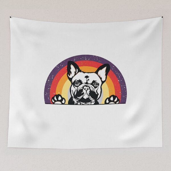 Item preview, Frenchie Peeking Retro Arch Graphic designed and sold by SoyLamderma.