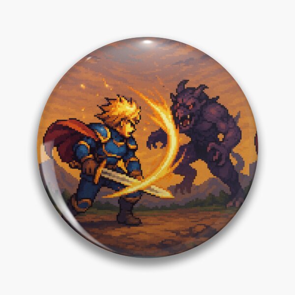 Item preview, Retro RPG Hero vs Shadow Beast Pixel Art designed and sold by EchoWave11.
