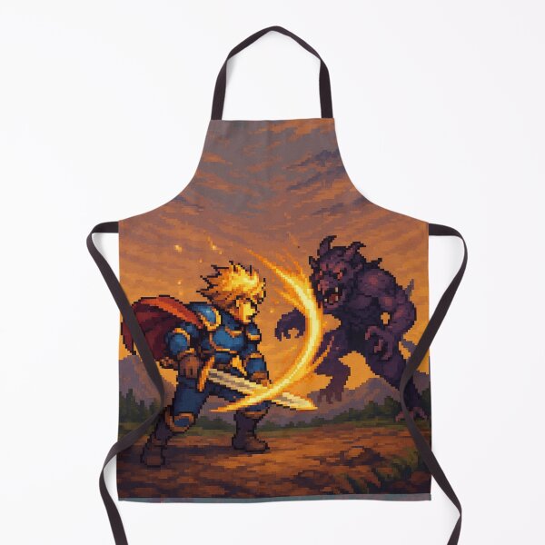 Item preview, Retro RPG Hero vs Shadow Beast Pixel Art designed and sold by EchoWave11.