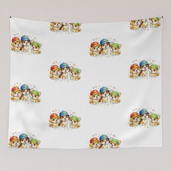 Item preview, Playful Puppies in Colorful Caps designed and sold by KM Design.