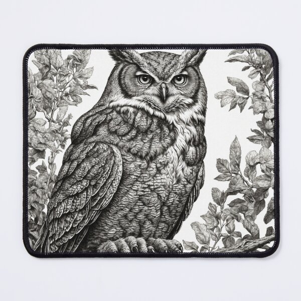 Item preview, Great Horned Owl Vintage Art — Wildlife Print designed and sold by RawNaturePrints.