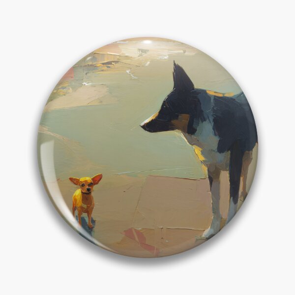 Artikelvorschau, Kunstdruck „Zwei Hunde im Sonnenuntergang“ | Strandgemälde mit Chihuahua und Border Collie | Abstraktes impressionistisches Hunde-Wandbild entworfen und verkauft von ThingsCatsDo.