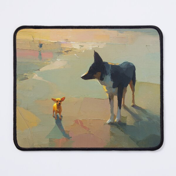 Item preview, Two Dogs at Sunset Art Print | Chihuahua and Border Collie Beach Painting | Abstract Impressionist Dog Wall Art designed and sold by ThingsCatsDo.