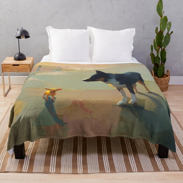 Item preview, Two Dogs at Sunset Art Print | Chihuahua and Border Collie Beach Painting | Abstract Impressionist Dog Wall Art designed and sold by ThingsCatsDo.