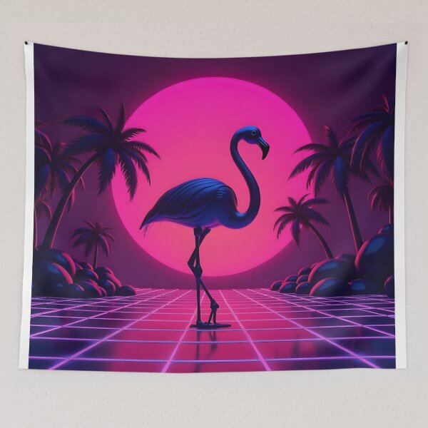 Item preview, Synthwave Flamingo Retro Sunset designed and sold by Luna-Flow.