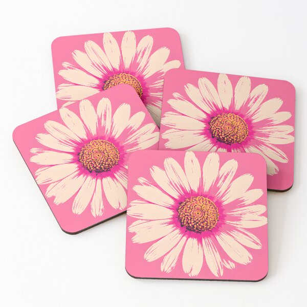 Item preview, Pink Pop Art Daisies Grid Retro Floral  designed and sold by ChubbyGoong.