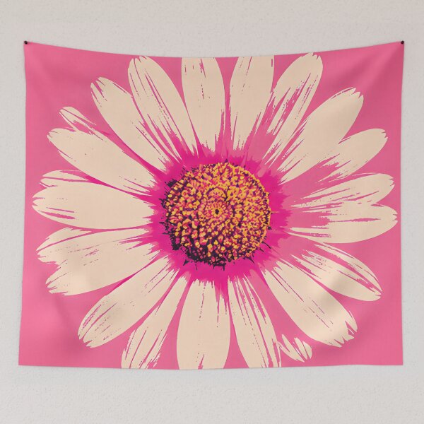 Item preview, Pink Pop Art Daisies Grid Retro Floral  designed and sold by ChubbyGoong.