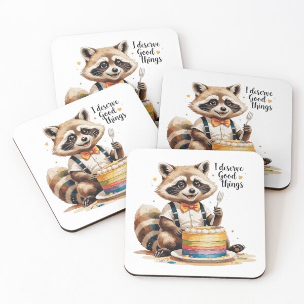 Item preview, I Deserve Good Things Cute Vintage Raccoon Subtle Pride Rainbow Cake designed and sold by AQUILAKREO.
