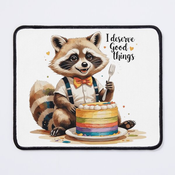 Item preview, I Deserve Good Things Cute Vintage Raccoon Subtle Pride Rainbow Cake designed and sold by AQUILAKREO.