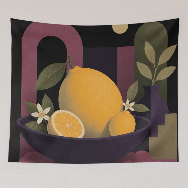 Item preview, Golden Lemon Still Life | Mid-Century Modern Citrus Botanical Art designed and sold by joycrysstudio.