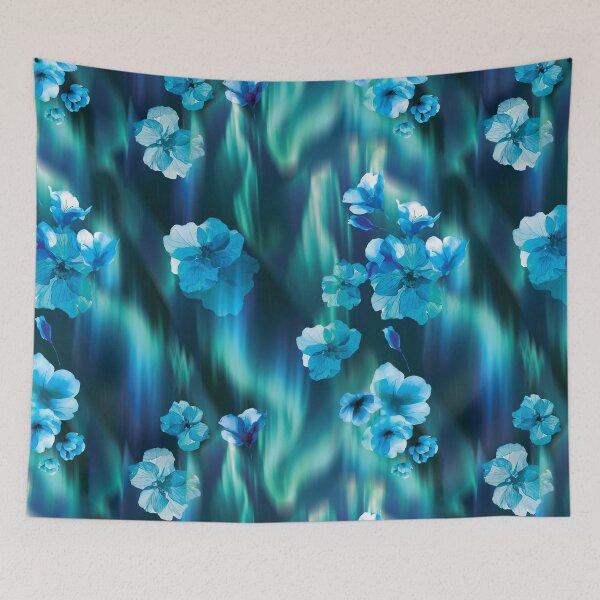 Item preview, Aurora Blue Floral Pattern designed and sold by imaniko.