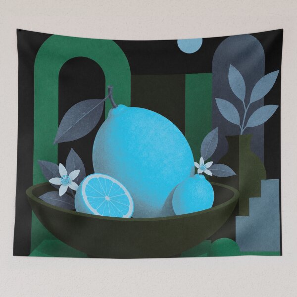 Item preview, Ice Blue Lemon Still Life | Mid-Century Modern Botanical Wall Art designed and sold by joycrysstudio.