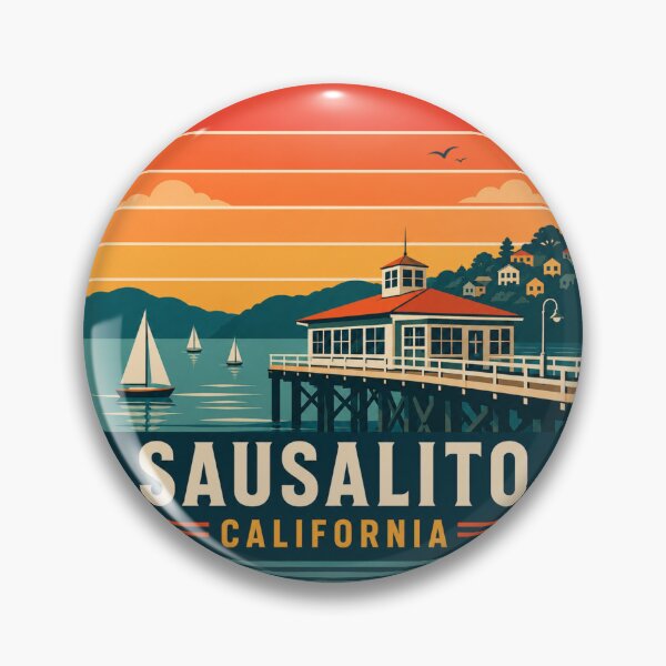 Item preview, Sausalito California: Pier Sunset Badge  designed and sold by CircinusStore.