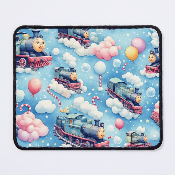 Item preview, Cotton Candy Clouds and Whimsical Flying Train Magic Sky Seamless Pattern designed and sold by dcohea.