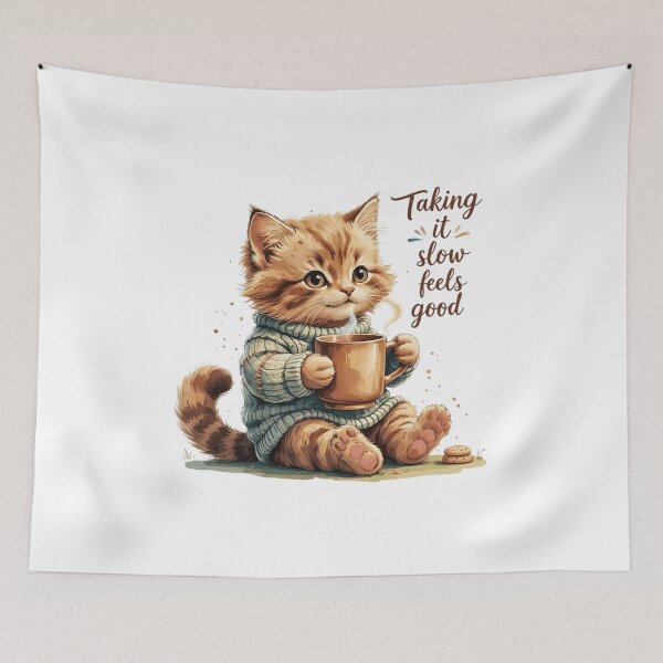 Item preview, Taking It Slow Feels Good Cute Vintage Cat Subtle Pride Rainbow designed and sold by AQUILAKREO.