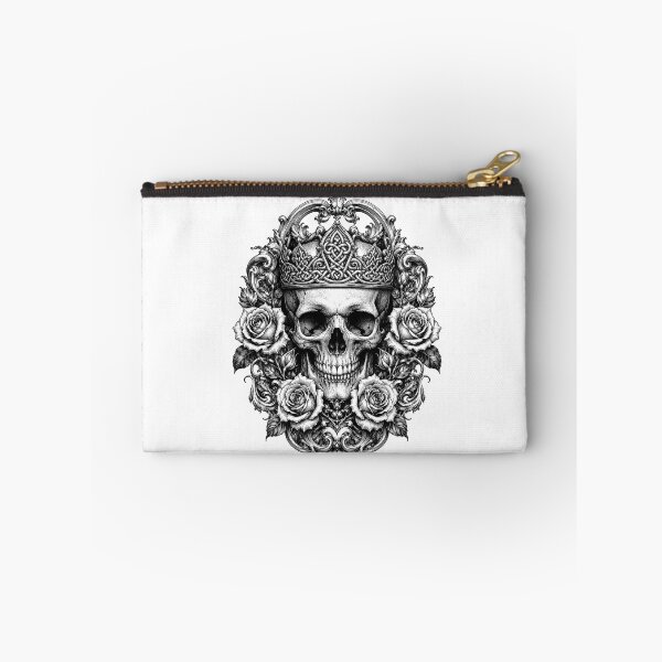 Item preview, Baroque Skull with Celtic Crown and Roses – Vintage Black & White Engraving designed and sold by infinitearte.