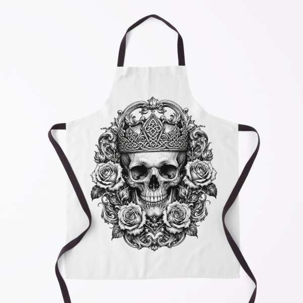 Item preview, Baroque Skull with Celtic Crown and Roses – Vintage Black & White Engraving designed and sold by infinitearte.
