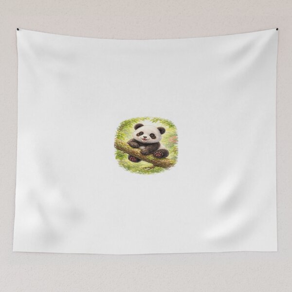 Item preview, Smiling Baby Panda Resting on a Mossy Tree Branch designed and sold by Artisan Finds Online.