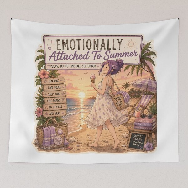 Item preview, Emotionally Attached To Summer – Anime Girl Beach Sunset Design designed and sold by DailyStruggleCo.