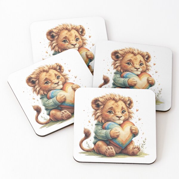 Item preview, Cute Vintage Lion Holding Rainbow Heart Subtle Pride Self Love designed and sold by AQUILAKREO.