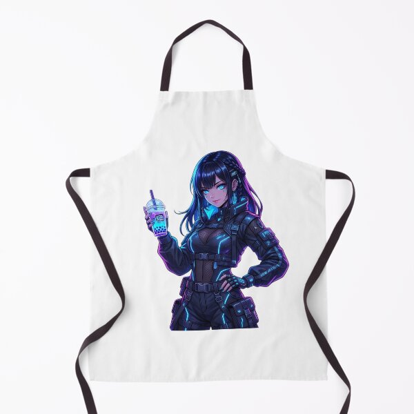 Item preview, Cyberpunk Anime Girl with Glowing Neon Boba Tea Streetwear designed and sold by jo-e-basta.