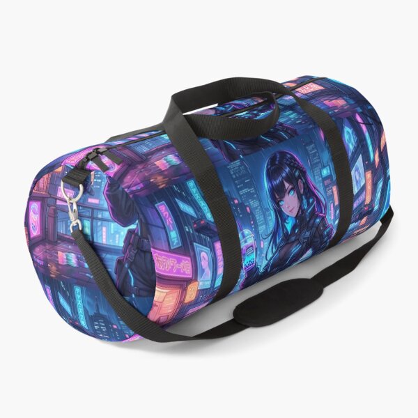 Item preview, Cyberpunk Anime Girl with Glowing Neon Boba Tea Streetwear designed and sold by jo-e-basta.