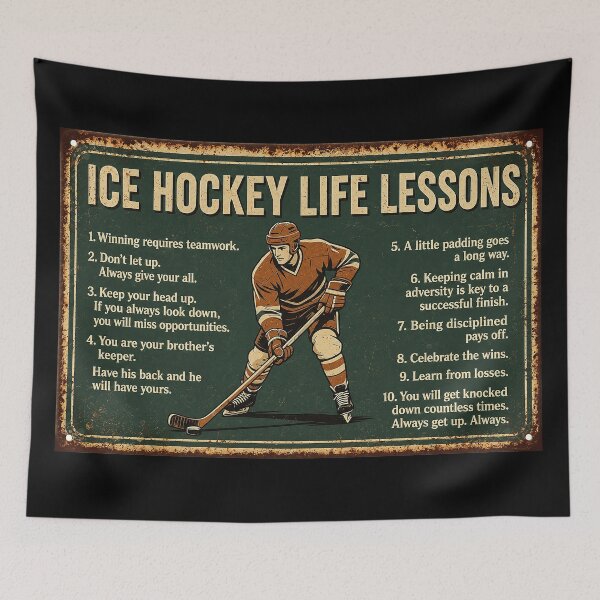 Item preview, Ice Hockey Life Lessons Gift For Boys Bedroom Bathroom Living room, Vintage Hockey Sports Wall Art, Hockey Poster designed and sold by KellenCowleyArt.