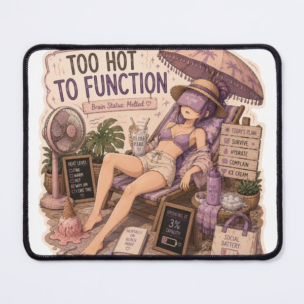 Item preview, Too Hot To Function – Anime Girl Summer Heat Design designed and sold by DailyStruggleCo.